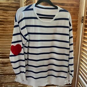 Striped Sweater with Heart Patch